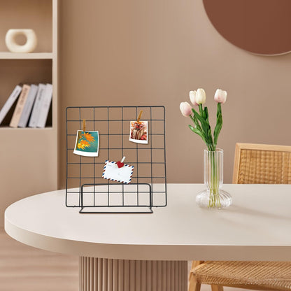 Multi-Functional Wire Grid Display Stand 13.77In Tabletop Photo Organizer Panel for Craft Shows and Desktop Display