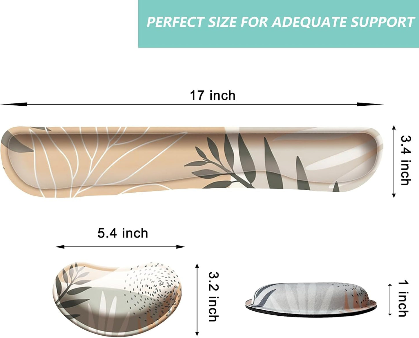 Keyboard Wrist Rest Mouse Wrist Support Set, Memory Foam Wrist Rest Pad for Computer Laptop Keyboard Mouse, Ergonomic Wrist Cushion Support for Typing Pain Relief, Gaming Home Office, Flowers Grass