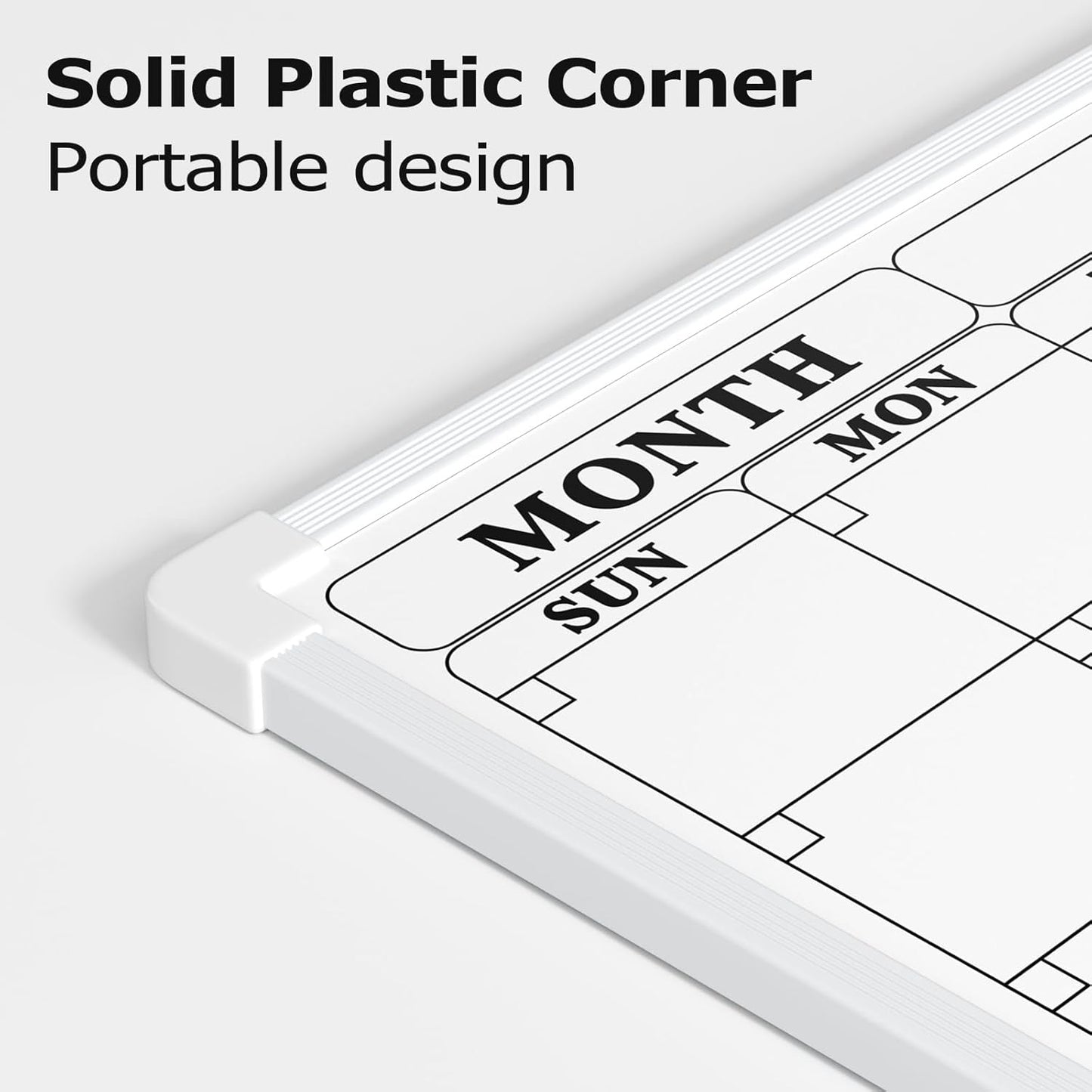 Monthly Whiteboard Calendar for Wall, Small 16" x 12" Dry Erase Board with Plastic Frame, Hanging Dry Erase Calendar with 3 Mini Sticky Notes for Kitchen Planner, Memo, Home and Office