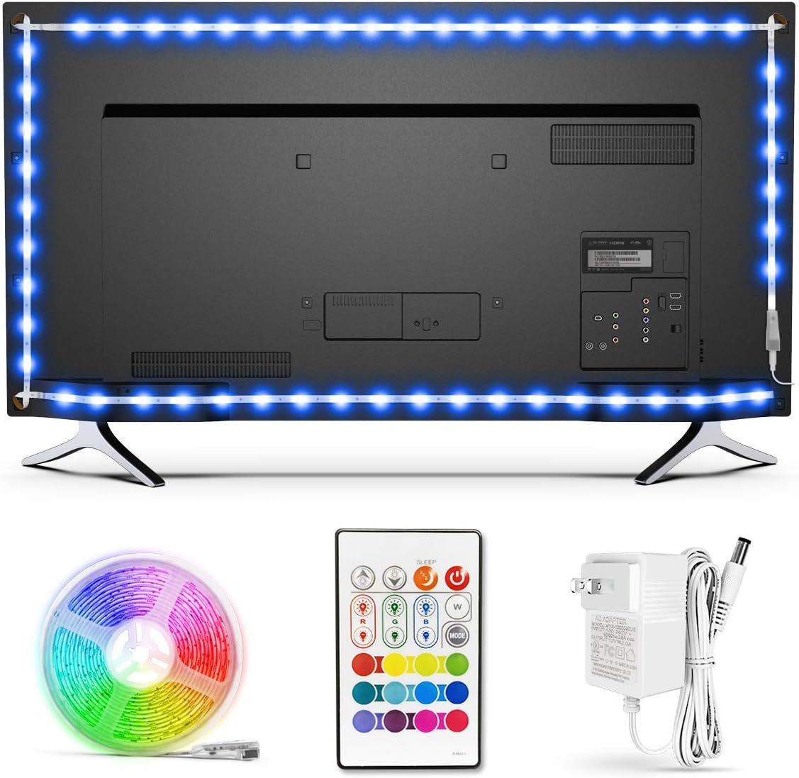 Bason TV LED Backlight for 55-65 inch TV, Bluetooth APP & Remote Control Strip Lights, Immersive Music Sync RGB USB Bias Lighting, Ambient TV Backlighting for Gaming, Movie & Home Theater Setup