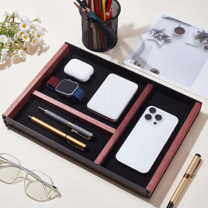 INFUNLY Walnut Pen Gift Box 7.5x3.2x0.8 Inches Brown Pen Case with Velvet Padding Ballpoint Pen Box Wood Lid Jewelry Display Case Rectangle Pen Tray for Jewelry Birthday Gift Souvenir Business Gift