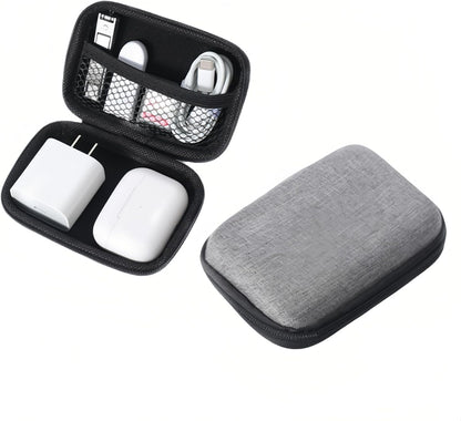 Chinshwehaw Electronic Accessories Organizer Bag: EVA Hard Shell Shockproof, Hard Shell Tech Organizer Case - Water Resistant Travel Storage for Cables Charger Earphones USB SD Card (Rectangle)