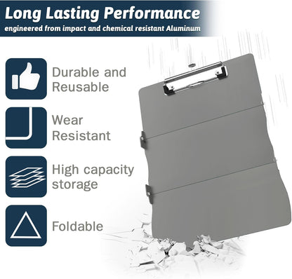 Clipboard Foldable Without Edition Cheat Sheets Aluminum 3 Layers Foldable Clipboards Pocket Size Profile Clip Clipboards Notepad for Students, Nurses,Contractor Trucker Driver