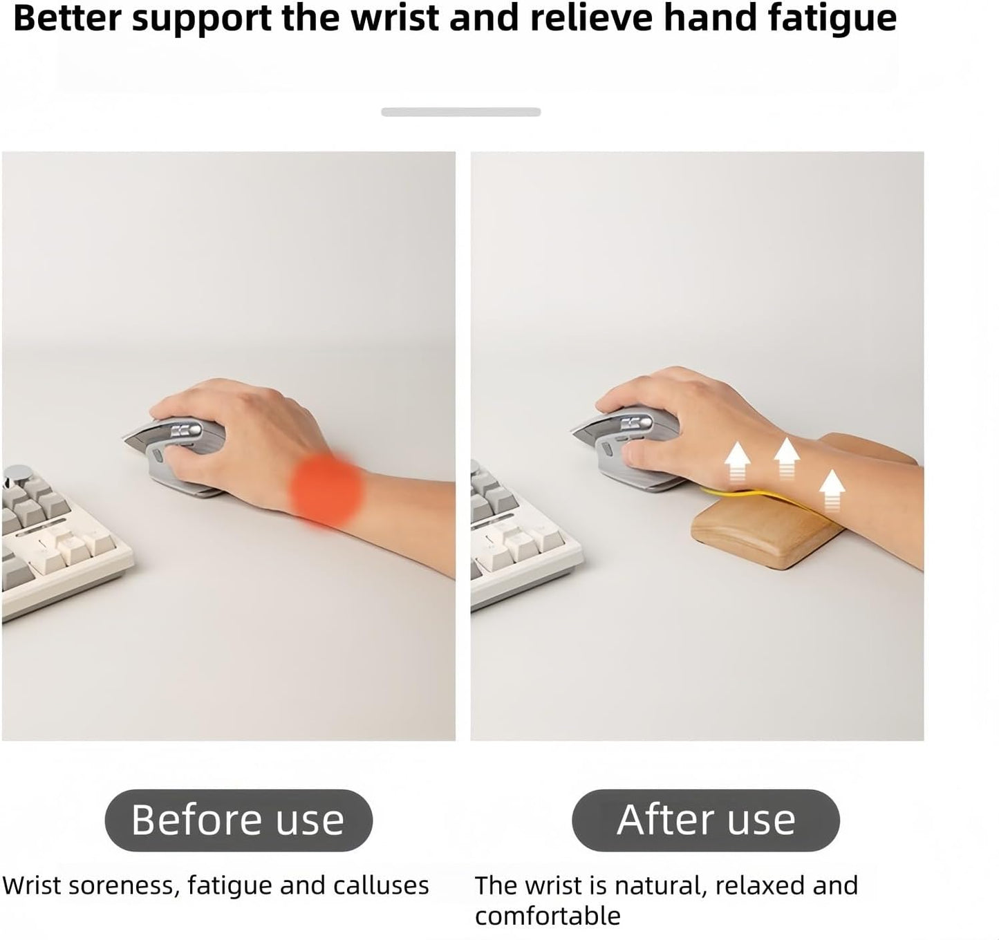 Walnut Wood Keyboard Wrist pad - Ergonomic Design for Wrist Fatigue Relief, Compatible with Most Keyboards & Laptops, Anti-Slip Base for Programmers & Gamers (Walnut Wood, 87 Key)
