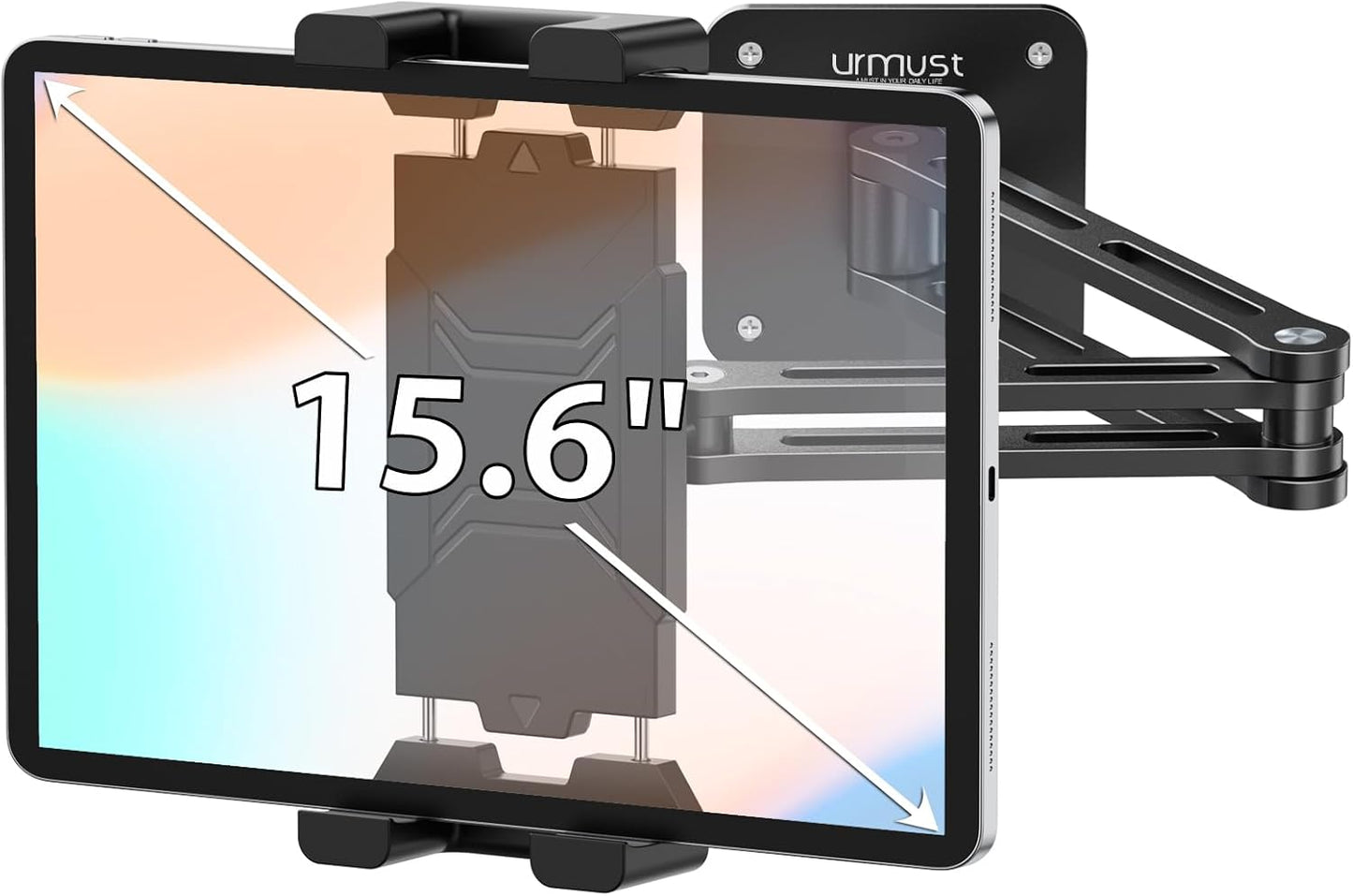 Urmust Tablet Stand for Desk, Adjustable iPad Holder for Bed, 360° Rotation, Sturdy Aluminum Tablet Arm Mount for 4.7"-15.6" iPad Pro/Air/Mini, iPhone, Galaxy Tab, for Kitchen, Work, Video Call