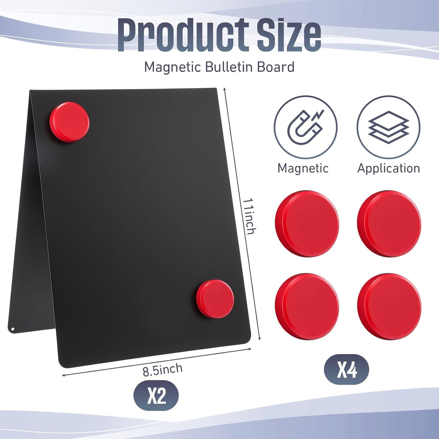 Fainne 2 Pack 6x8 Inch Magnet Display Stand, Double-Sided Magnetic Bulletin Board with Stand Tabletop Blank Magnetic Signs for Restaurant Menu Office Home School, Black