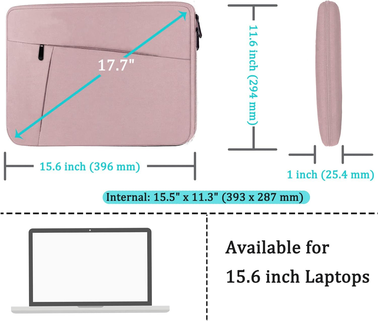 Laptop Case Sleeve 15.6 inch, Durable Shockproof Protective Computer Carrying Cover with Front Pocket, Briefcase Handbags Laptop Sleeve Bag for 15.6 inch HP, Dell, Acer, Asus, Notebook, Black