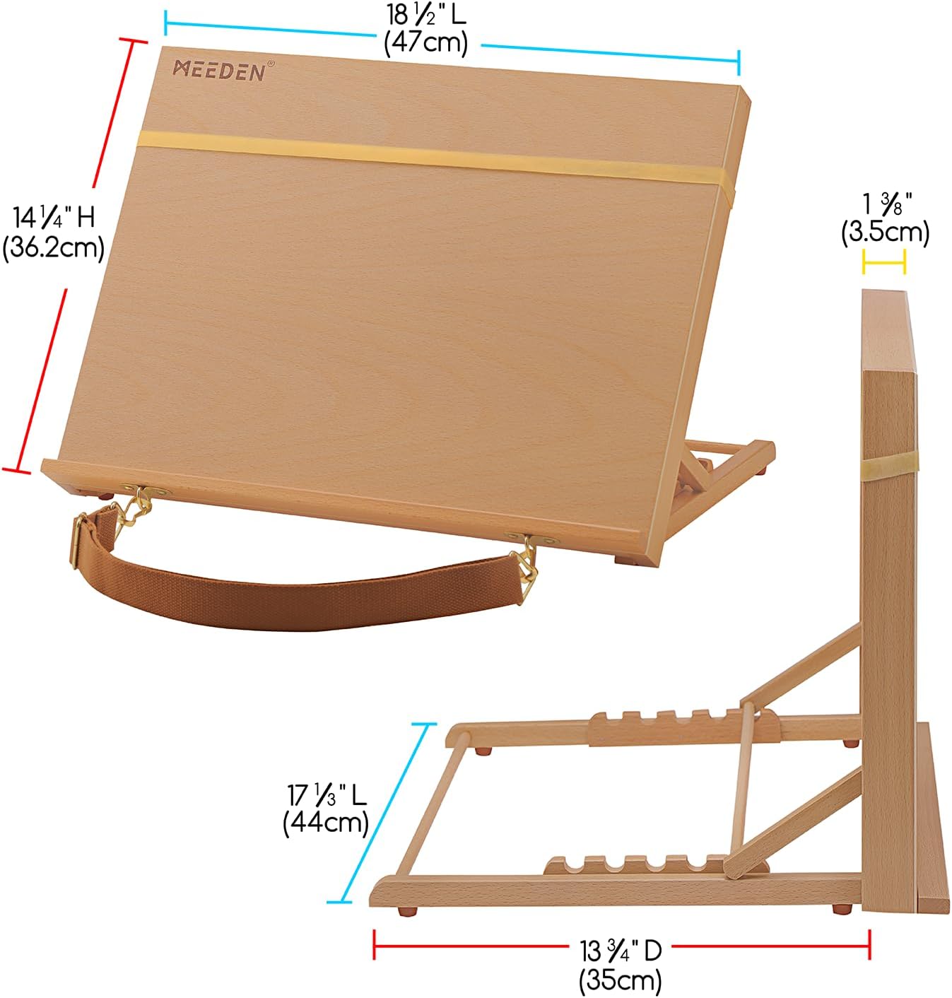 MEEDEN Extra Large(20"x 30") Wooden Tabletop Easel for Painting, 5-Position Adjustable Drawing & Sketching Board, Portable Beechwood Desktop Art Easel Stand for Adults, Artists, Beginners & Student