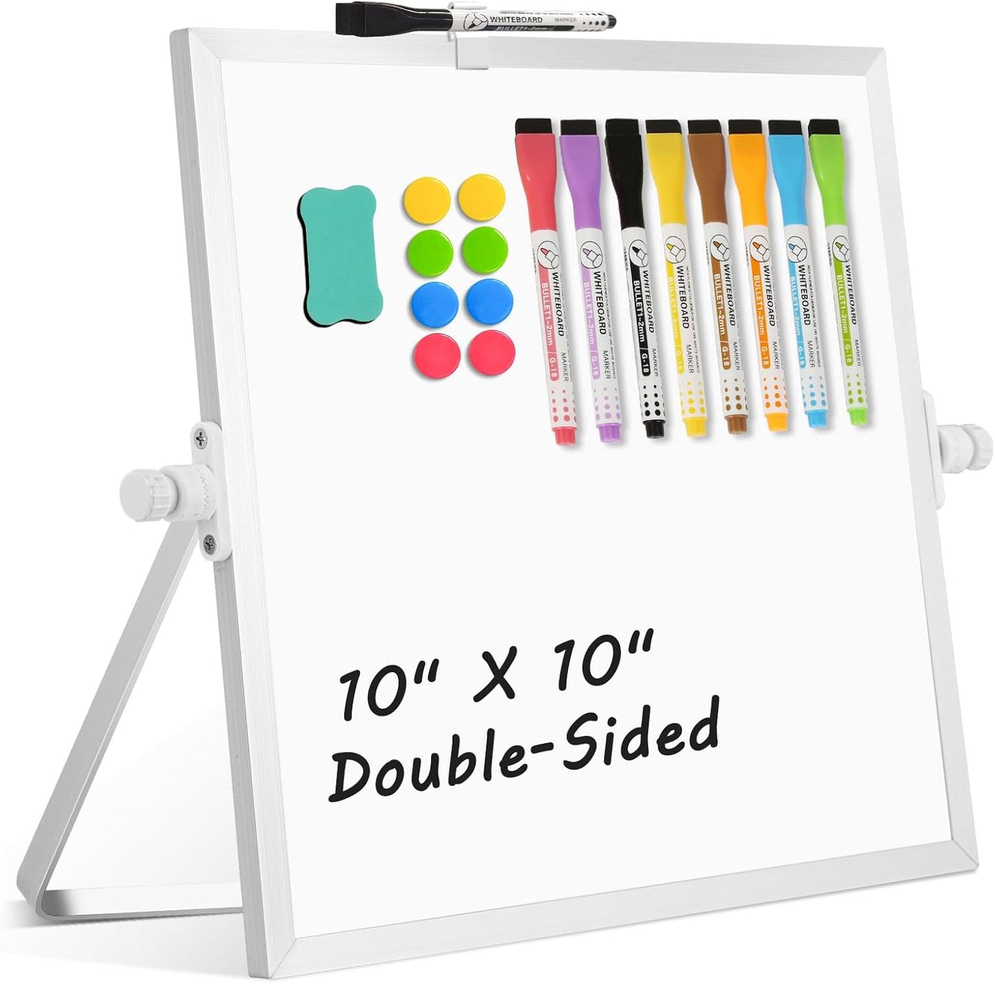 Dry Erase Magnetic White Board, 16" x 12" Double-Sided Desktop Whiteboard with Stand, Portable Small Whiteboard Set for Drawing, Office, Home