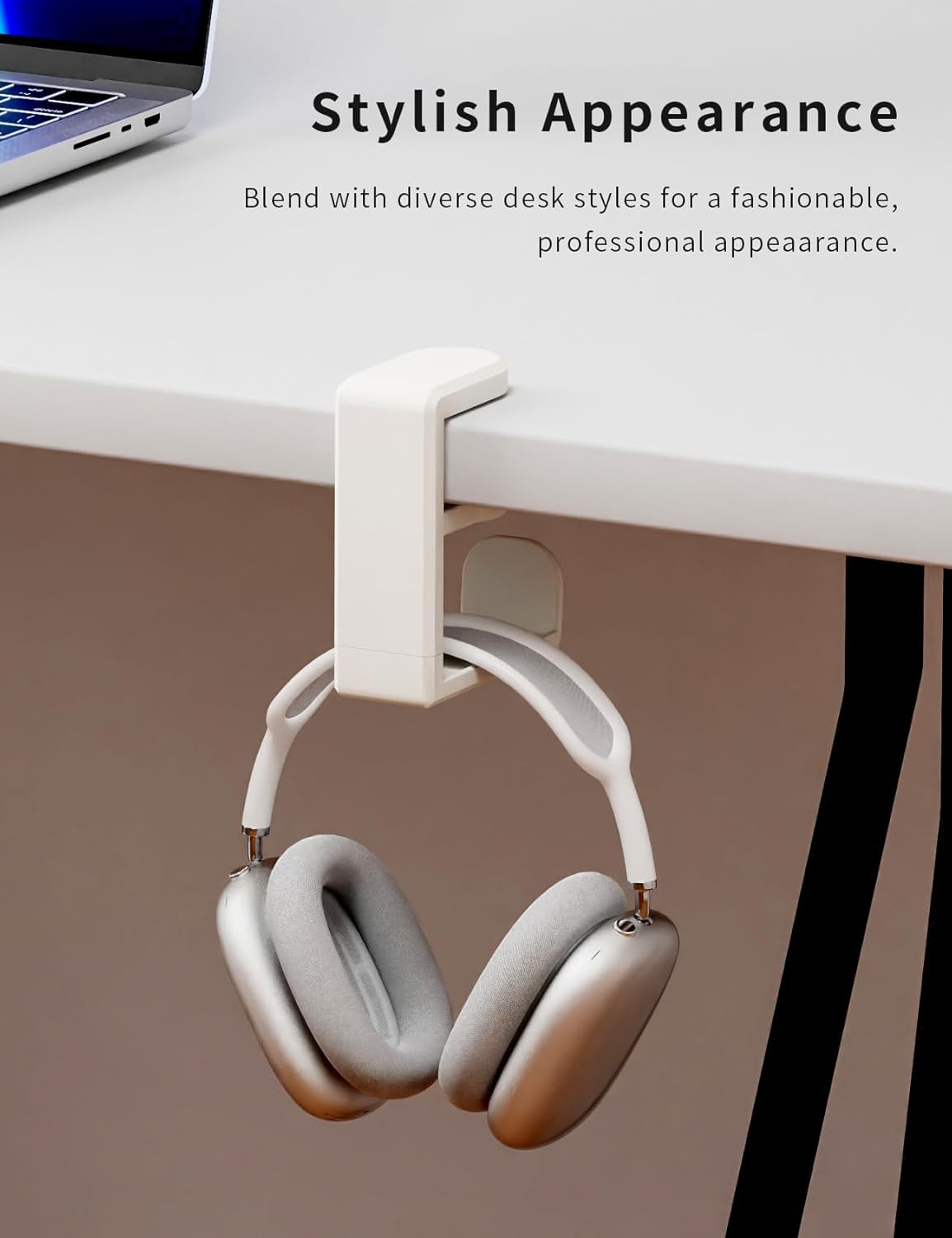 Headphone Hook - Under Desk Headphone Holder with 360-Degree Adjustable Rotation, Black