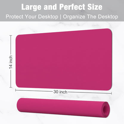 Hsurbtra Desk Pad, 23.6" x 13.8" PU Leather Desk Mat, M Extended Mouse Pad, Waterproof Desktop Blotter Protector, Non-Slip Ultra Thin Small Laptop Keyboard Writing Mat for Office Home, Pink