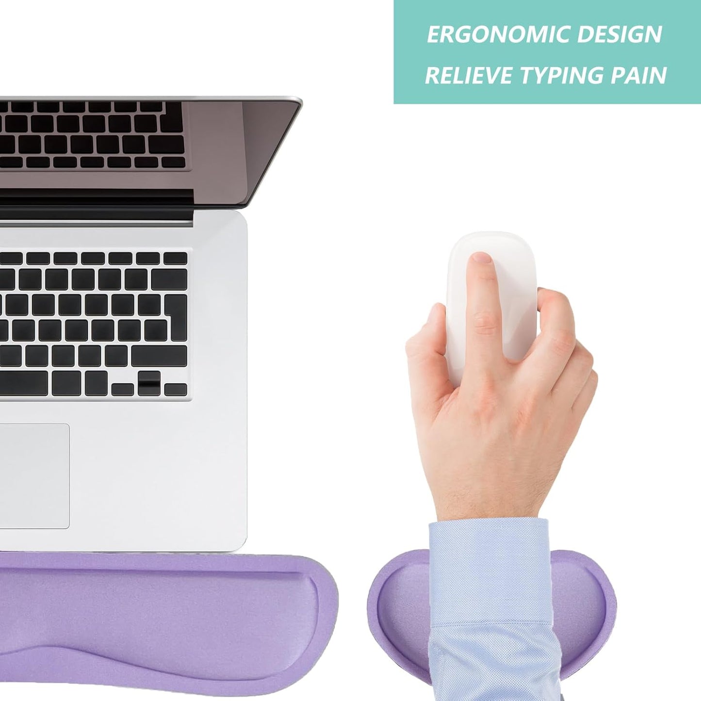 Keyboard Wrist Rest Mouse Wrist Support Set, Memory Foam Wrist Rest Pad for Computer Laptop Keyboard Mouse, Ergonomic Wrist Cushion Support for Typing Pain Relief, Gaming Home Office, Flowers Grass