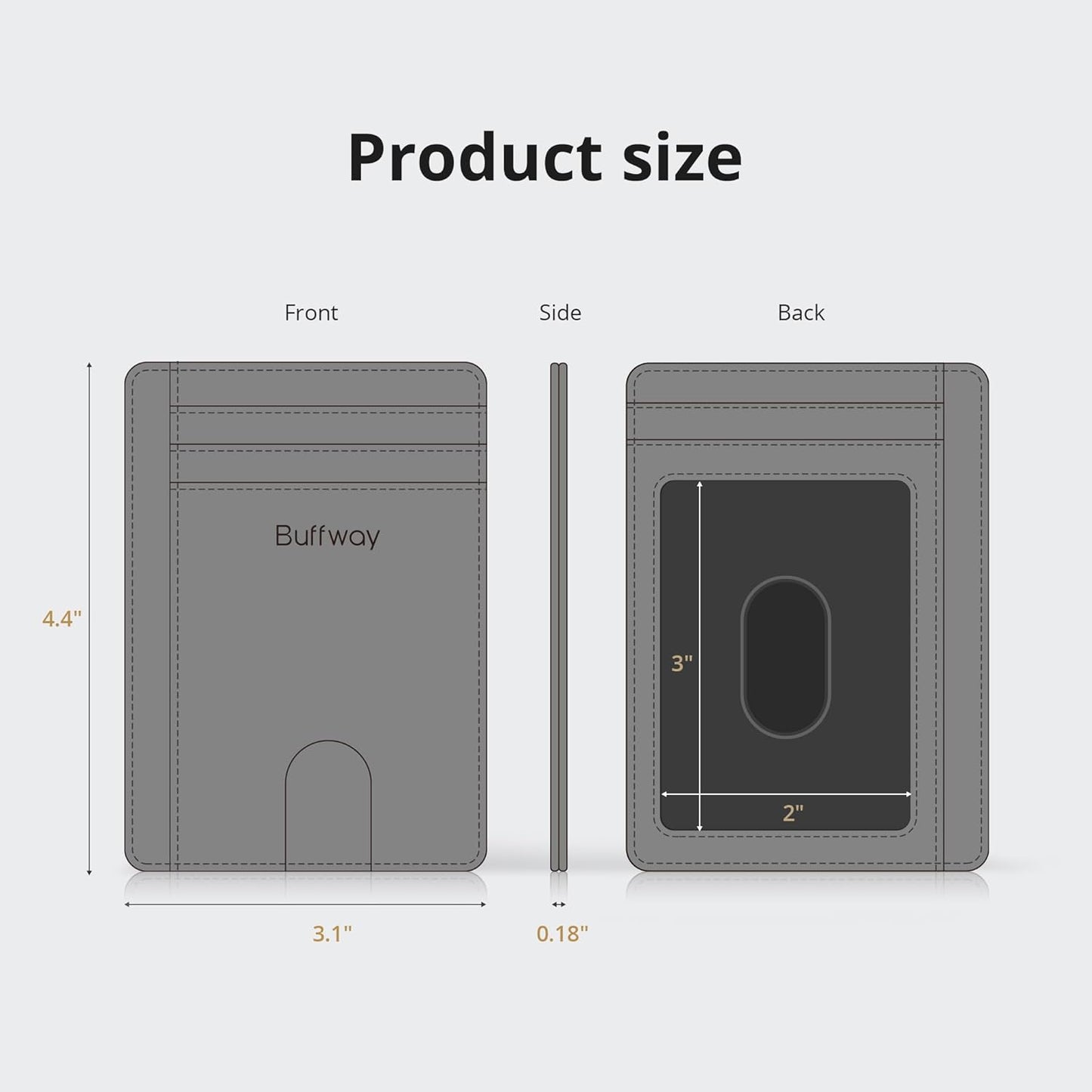 Buffway Slim Minimalist Front Pocket RFID Blocking Leather Wallets for Men and Women - Carbon Fiber Black - Colors B