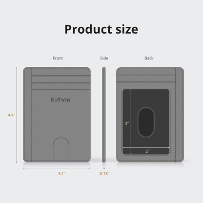 Buffway Slim Minimalist Front Pocket RFID Blocking Leather Wallets for Men and Women - Carbon Fiber Black - Colors B