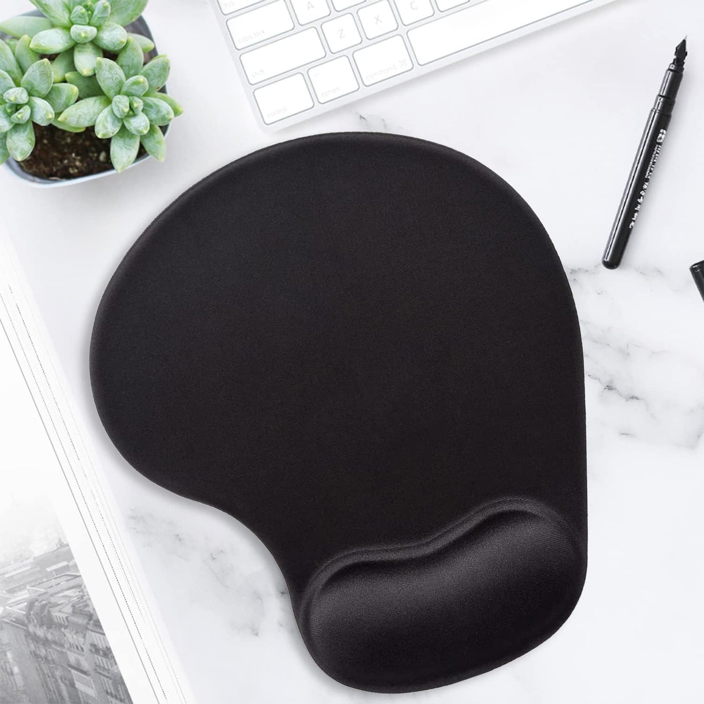 ITNRSIIET Ergonomic Mouse Pad with Gel Wrist Support Wrist Rest Smooth Surface Non-Slip PU Base Comfortable Office Supplies Pain Relief, 9.5 x 8 inches, Beach