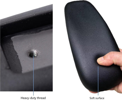 Office Chair Arm Replacement, PU Armrest Arm Pads Caps, Univeral 4" Mounting Hole, (Set of 2) Black with Screws Washer and Wrench