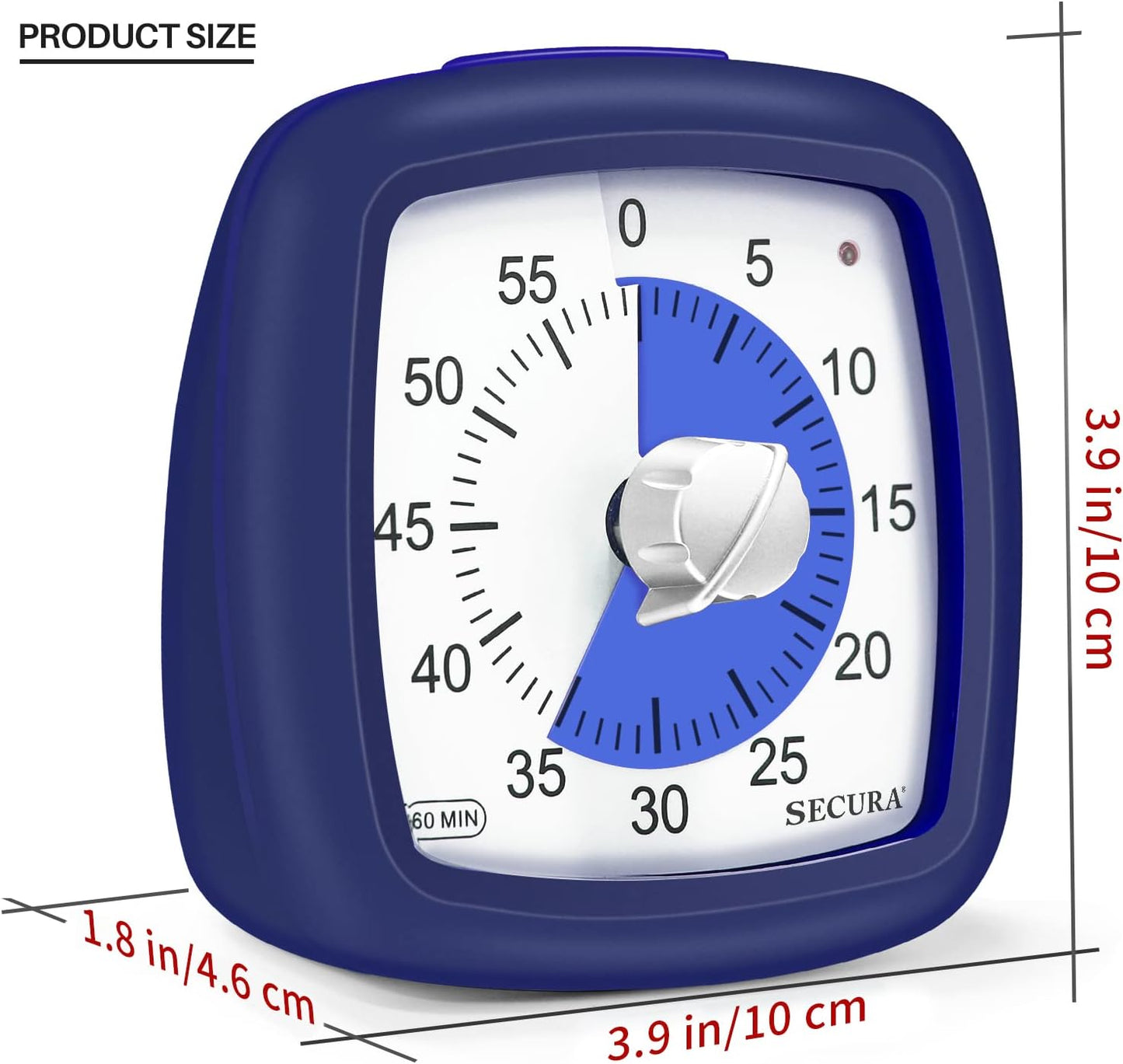 Secura 60-Minute Visual Timer, Silent Study Timer for Kids and Adults, Time Clocks, Time Management Countdown Timer for Teaching (Black & Cloud)