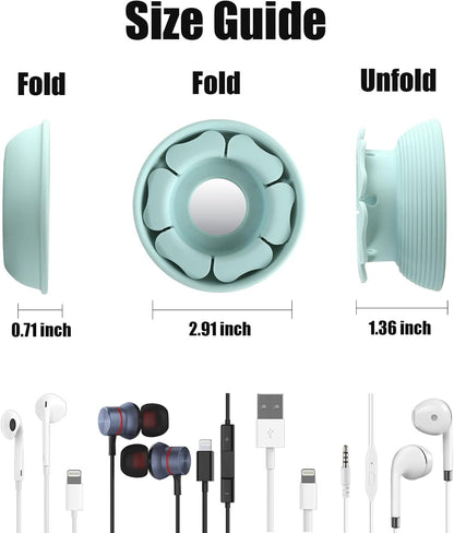 MAIRUI Wired Earbud Case Earphone Headphone Cord Organizer Earbuds Wrap Soft Silicone Magnetic Holder Storage Tangle Free Cable Winder(Red)