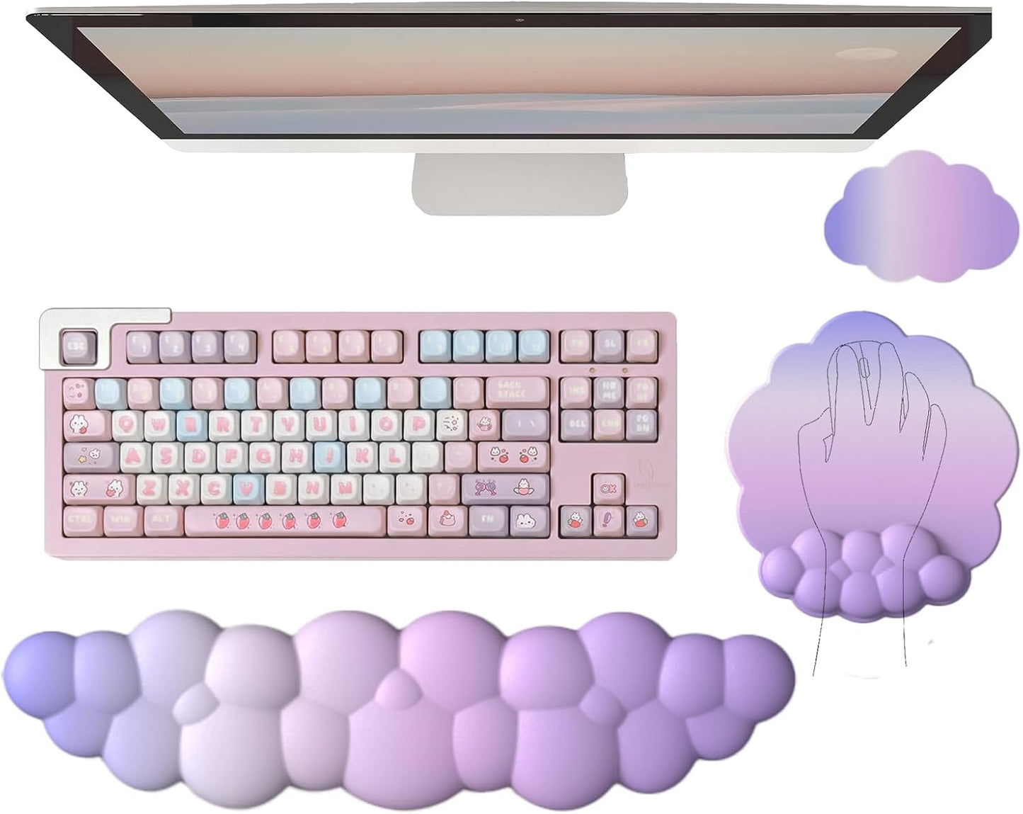 Cloud Keyboard Wrist Rest Dark Green Mouse Pad with Wrist Rest Ergonomic Wrist Pad Memory Foam Non-Slip Wrist Support for Computer Laptop Gaming Home Office Relief Typing Pain Green