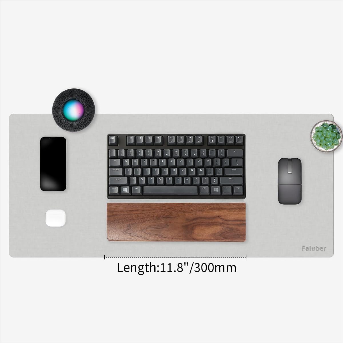 Faluber Wooden Wrist Rest, 17.3-inch Length and 20mm Thickness for Full-Sized Keyboard, Palm Rest, Ergonomic Design for Mechanical Gaming Keyboard, Wipe Clean (Fullsize-440mm, Walnut Wood)