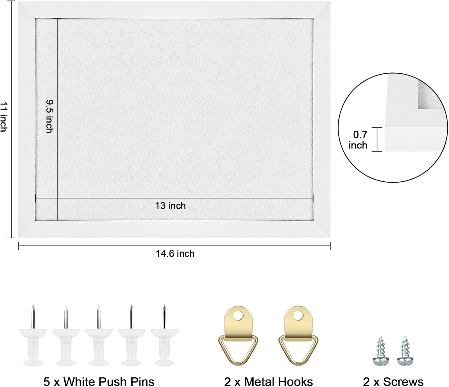 TORASO Cork Board Bulletin Board with Felt,Wood Framed Display Bulletin Board for Walls with Pins, Eye Bolts, gaskets, Screws, Pin Board for Office, School and Home(Black,1pc)
