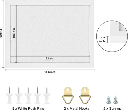 TORASO Cork Board Bulletin Board with Felt,Wood Framed Display Bulletin Board for Walls with Pins, Eye Bolts, gaskets, Screws, Pin Board for Office, School and Home(Black,1pc)