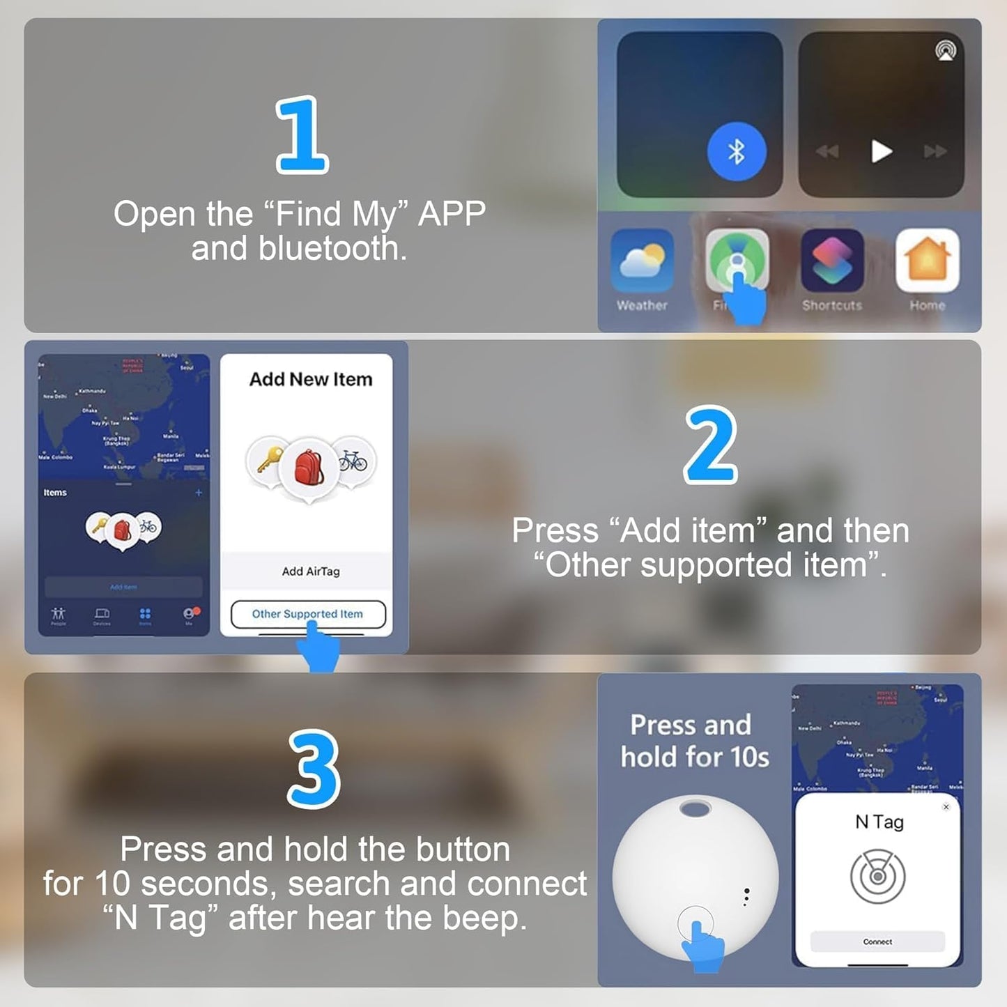 Tracker Tag 4 Packs Bluetooth Tracker, Smart Tag Locator Tracking Device, Keys Finder and Item Locator,Air Tracker Item Finders with Find My(iOS Only) Track Your Keys (Black, 4 Pack)