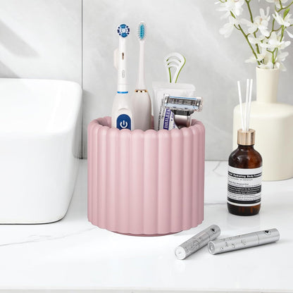 Anyoifax 360 Rotating Makeup Brush Holder 7 Slots Make Up Brush Organizer Removable Spinning Cosmetic Brushes Storage Pen Holder for Vanity, Dresser, Desk, White
