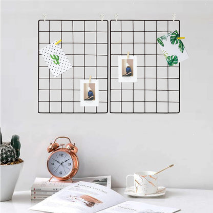 Wall Grid 2 Pack Wire Photo Grid Panels Black Memo Board Wall Organizer (black)