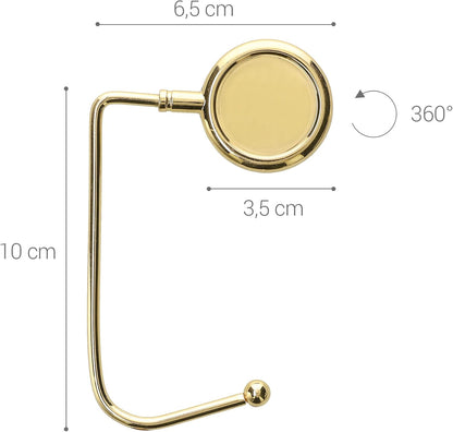 kwmobile Purse Hook for Table - Set of 2 Purse Holder - Handbag Hanger - Portable Bag Holder - Bag Hooks for Desk - Table Hook Gold