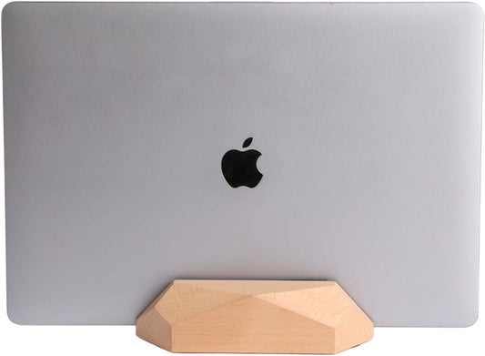 Dual Laptop Holder Adjustable Vertical Laptop Stand, 2 Slots MacBook Stand Wood,Wooden Laptop Stand,Vertical Laptop Holder for Desk, Widen Dock Fits All MacBook/Surface pro