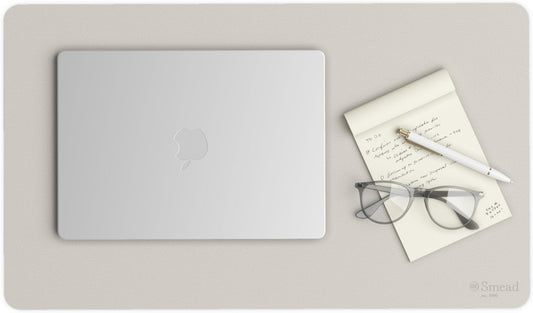 Smead Desk Pad, Vegan Leather Desk Mat with Non-Slip Faux Suede Backing, Perfect Desk Organizer for Office Decor, 31.5” x 15.7” Medium, Sandstone (64831)