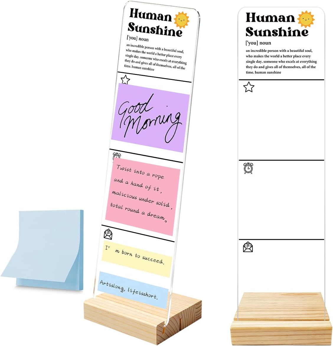 Monitor Memo Board with Removable Wooden Base Acrylic Portable Sticky Note Holder, It's Fine I'm Fine Everything is Fine Logo Office Desk Desk Set Sticky Notes 100 Sheets