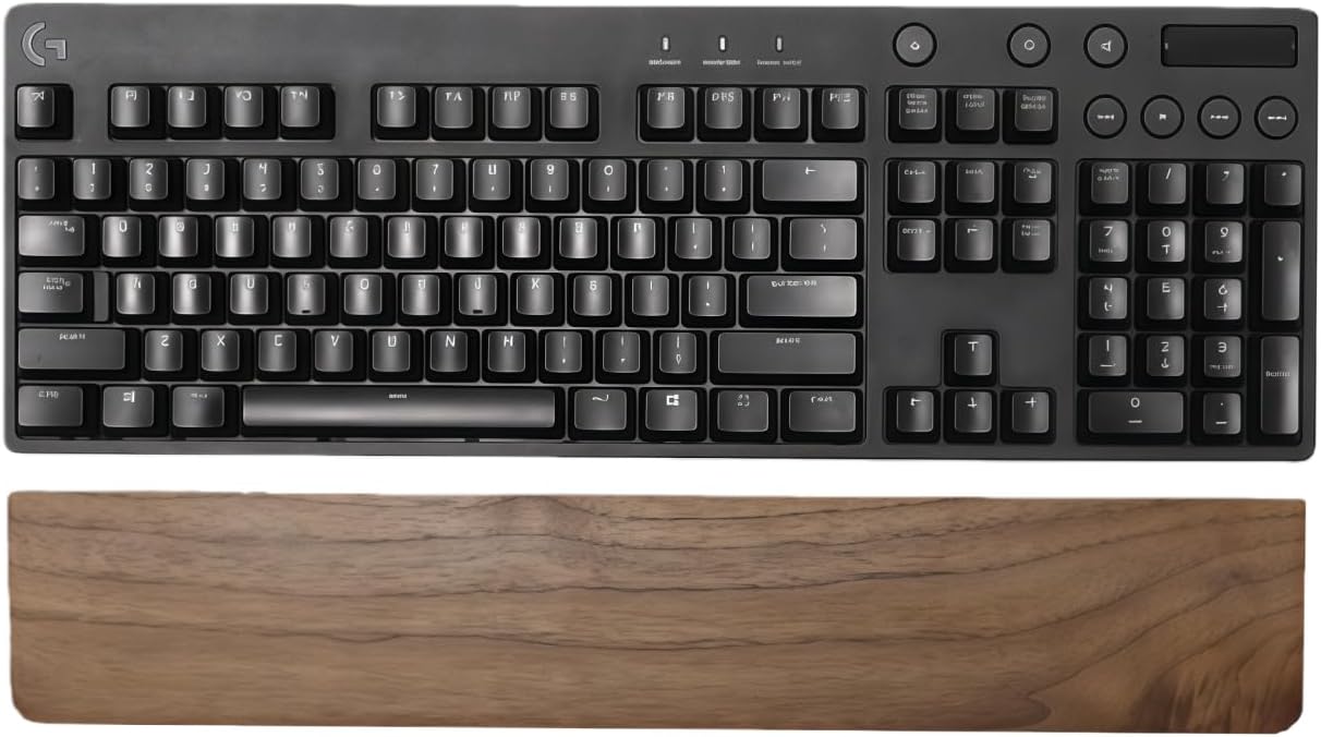 Walnut Wood Keyboard Wrist pad - Ergonomic Design for Wrist Fatigue Relief, Compatible with Most Keyboards & Laptops, Anti-Slip Base for Programmers & Gamers (Walnut Wood, 87 Key)