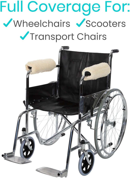 Vive Wheelchair Armrest Pads (2 PCS) - Memory Foam Sheepskin Cushion Accessories for Transport Electric Wheel Chair Arm Rests - for Adults, Seniors, Handicapped - Soft Support for Office Chair