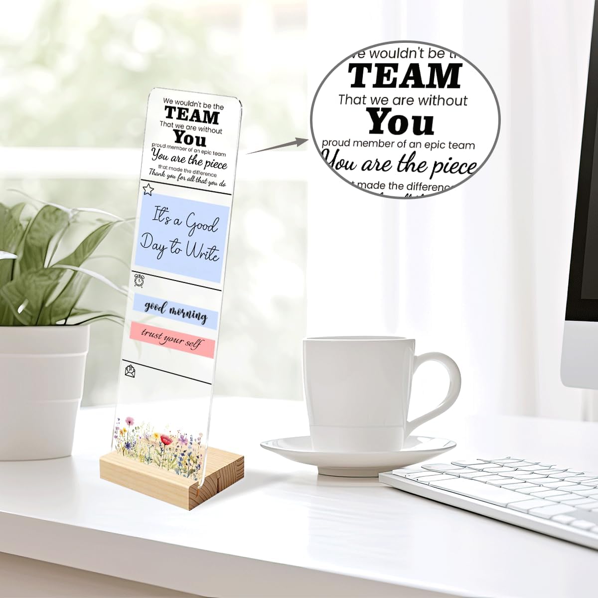 Sticky Note Holder Acrylic Monitor Memo Board Desk Organizers and Accessories Desk Decor Post It Note Holder with 200Pcs Sticky Notes Funny Sarcastic Office Positive Desk Sign