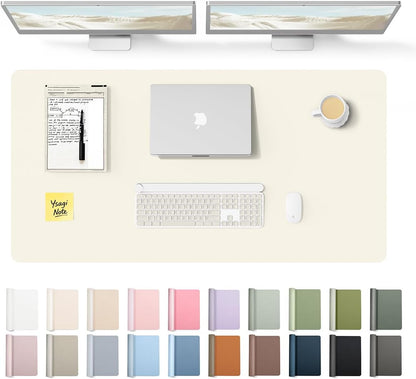 YSAGi Leather Desk Pad Protector, Office Desk Mat, Large Mouse Pad, Non-Slip PU Leather Desk Blotter, Waterproof Laptop Desk Writing Pad for Office and Home (23.6" x 13.8", Eggshell) - Colors B