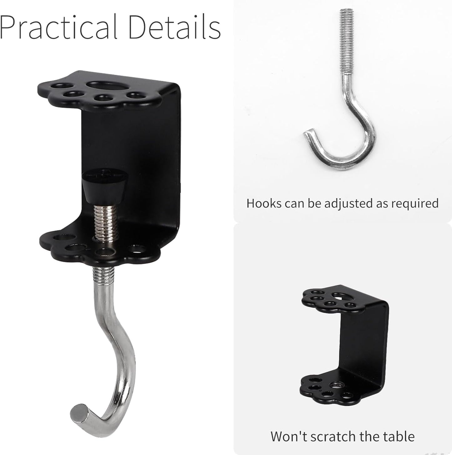 2 Pcs Desk Mount Bag Holder Hook Clamp-On Backpack Hanger Portable Desk Mount Headphones Holder Reduce Desk Clutter for Table Desk, Under Counter