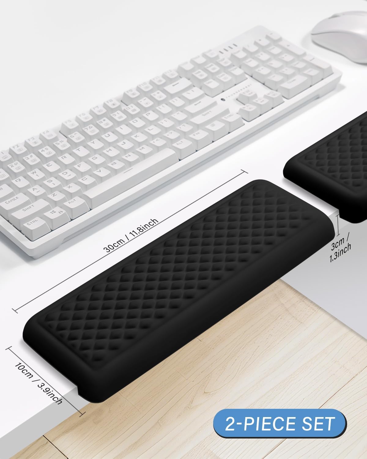 ITNRSIIET 2-Piece L Shaped Split-Design Desk Elbow Pad, Dual-Zone Support, Tri-Zone Relief for Elbow/Forearm/Wrist, Adaptive to All Desk Geometry, Non-Slip Laser-Engraved Base, Timeless Black