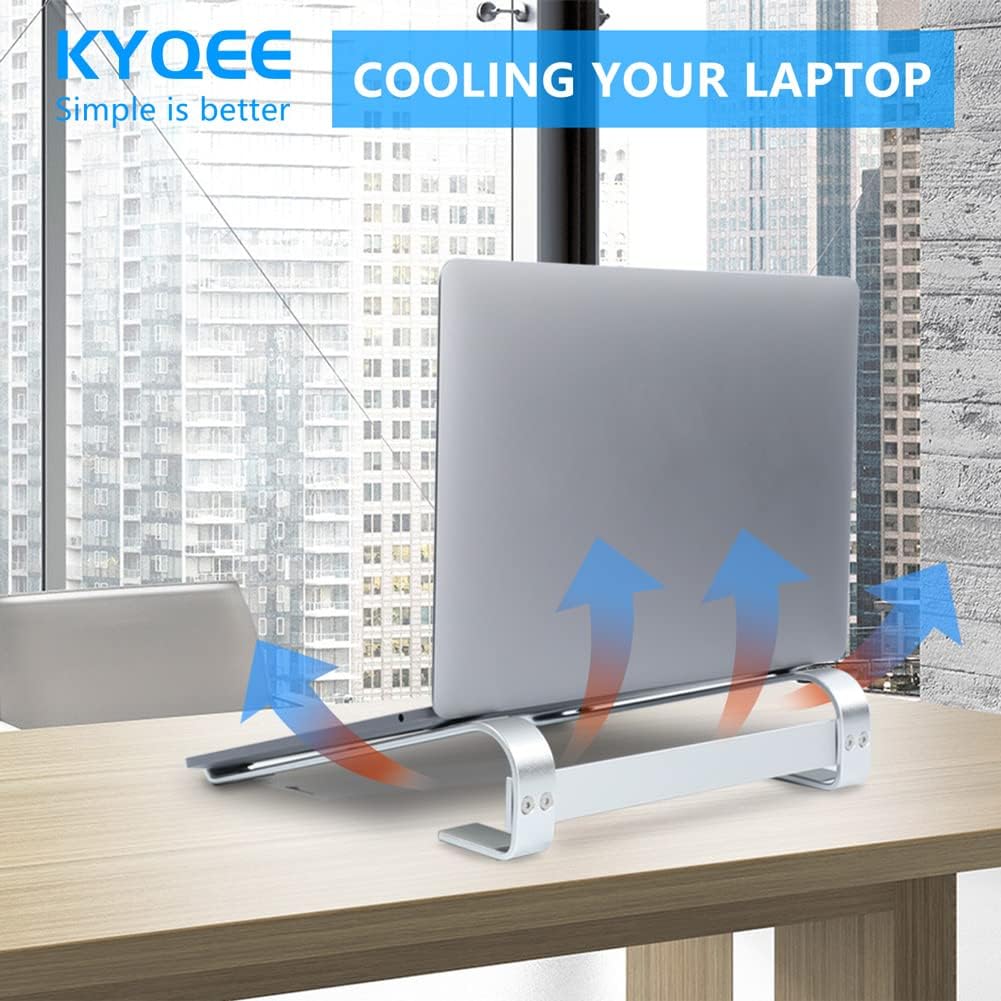 Ventilated Laptop Stand for Desk, Ergonomic Aluminum Laptop Riser, Computer Stand for Laptop, Compatible with MacBook Air Pro, Dell, HP, More 11-17.3 Inches Notebook, Work from Home (Silver)