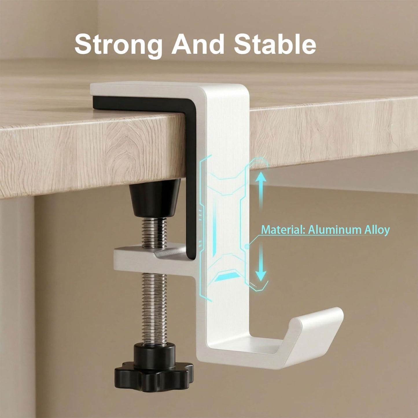 JAKO Headphone Stand - Aluminum Alloy Headphone Holder, Under Headset Stand for Desk Fit for PC Gaming Headset Hanger Hook Suitable for Office, Computer, Student Class Desk, Handmade Creator Table