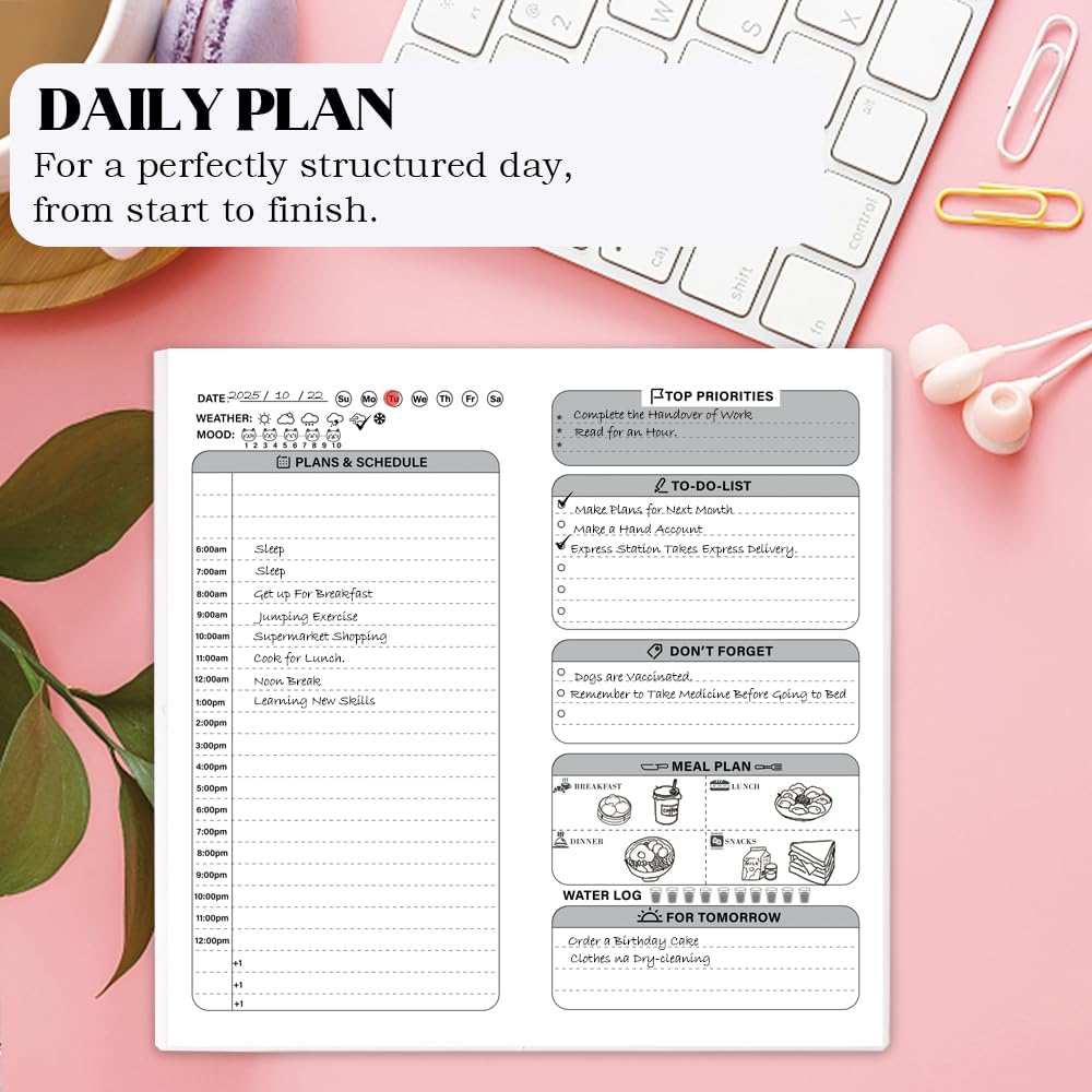 qianshan Travelers Notebook Inserts with PVC Sleeve,Undated Weekly Planner,Weekly To Do List Notepad,TN Journal,30 Sheets,8.5" x 4.7",Pocket Travelers Notebook for Journals,Diaries,Planners,Pink Cat