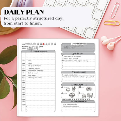 qianshan Travelers Notebook Inserts with PVC Sleeve,Undated Weekly Planner,Weekly To Do List Notepad,TN Journal,30 Sheets,8.5" x 4.7",Pocket Travelers Notebook for Journals,Diaries,Planners,Pink Cat