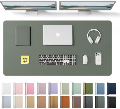 YSAGi Leather Desk Protector, Office Mat, Large Mouse Mat, Non-Slip PU Leather Blotter, Laptop Desk Mat, Waterproof Writing Pad for Office and Home (Black, 31.5" x 15.8") - Colors A