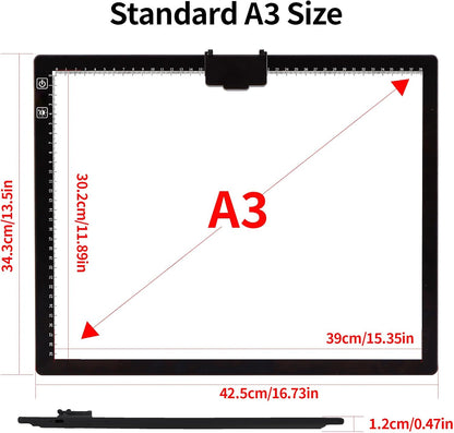 HIUKCOLED Rechargeable A4 Light Pad, Battery Powered Light Board with Carry Bag, Built-in Top Clip＆Stand, Stepless Dimmable＆6-Level Brightness Adjustable, Wireless LED Tracing Box for Weeing Vinyl