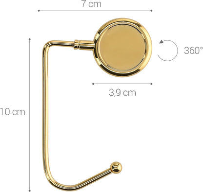 kwmobile Purse Hook for Table - Set of 2 Purse Holder - Handbag Hanger - Portable Bag Holder - Bag Hooks for Desk - Table Hook Gold