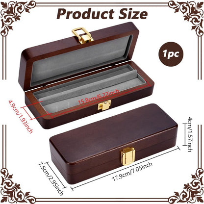 BENECREAT 2Slots Fountain Pen Collector Organizer, Rectangle Wood Pen Packing Boxes with Alloy Clasps and Velvet Inside for Ballpoint Pen, Fountain Pen, 1.9x6.2inch