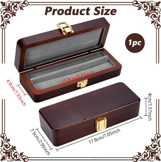 BENECREAT 2Slots Fountain Pen Collector Organizer, Rectangle Wood Pen Packing Boxes with Alloy Clasps and Velvet Inside for Ballpoint Pen, Fountain Pen, 1.9x6.2inch