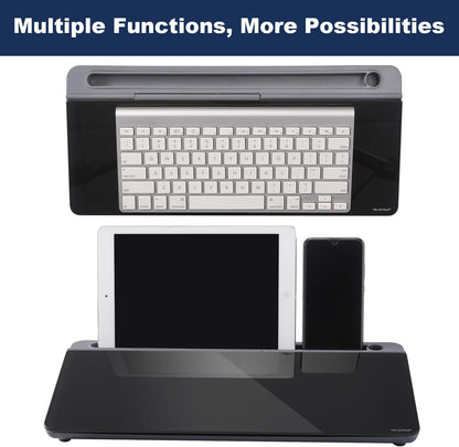TSJ OFFICE Small Desktop Whiteboard -Glass Dry Erase Board Computer Keyboard Stand White Board Surface Pad with Drawer, Desk Organizers with Accessories for Office, Home, School Supplies - White