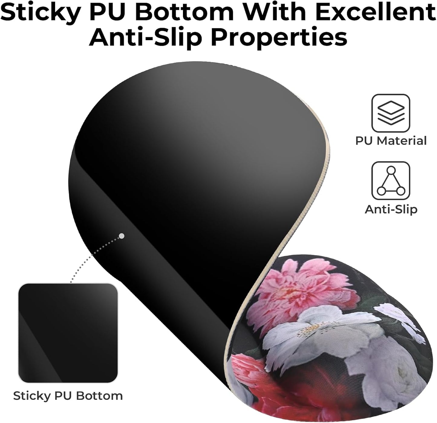 EooCoo Ergonomic Mouse Pad with Gel Wrist Rest Support, Middle Concave Design for Natural Wrist Alignment, Non-Slip Base Mousepad for Laptop, Computer, Office Desk Accessories, Carpal Tunnel Syndrome